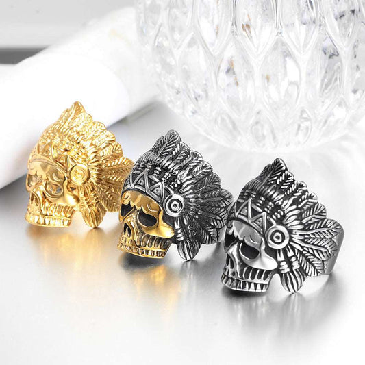 Skull & Feather Ring