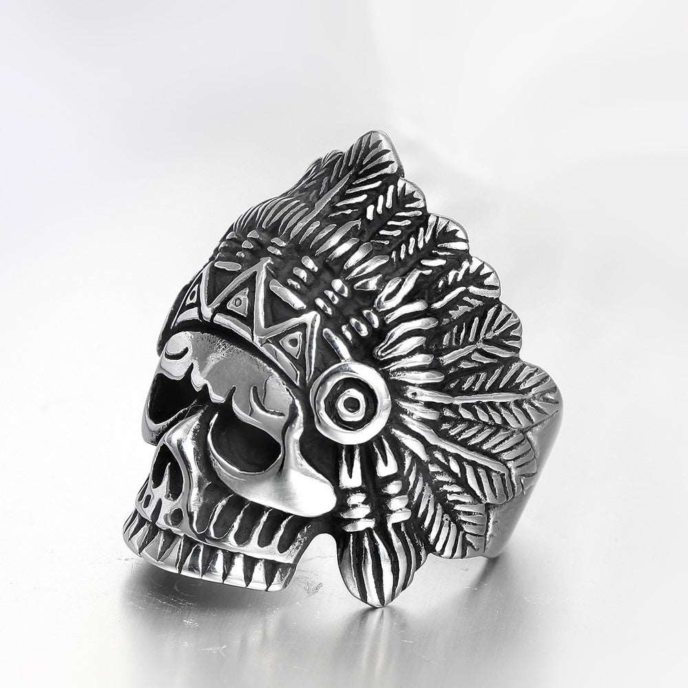 Skull & Feather Ring