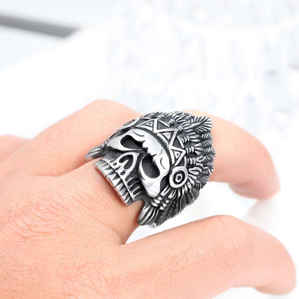 Skull & Feather Ring